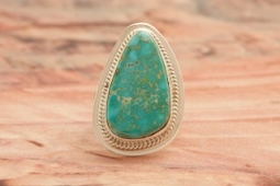 Genuine Kingman Turquoise Sterling Silver Navajo Ring